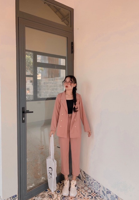 Set VEST HỒNG PASTEL