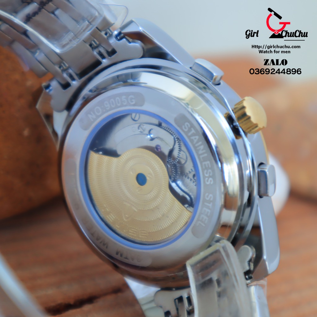 Đồng hồ nam Tevise thiết kế chạy tự động không pin, toàn máy làm từ vật liệu thép không gỉ cực bền bỉ với thời gian