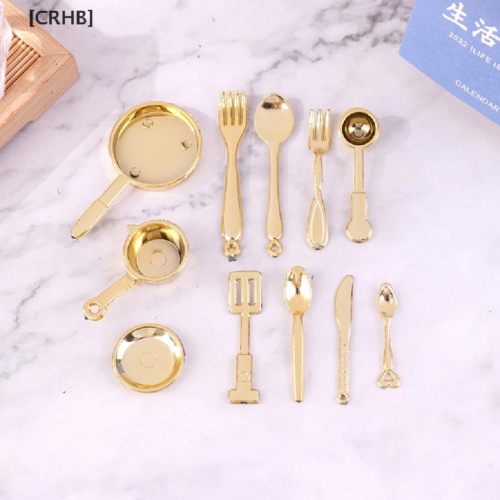 [CRHB] 1Set 1:12 Dollhouse Mini Pot Shovel Fork Spoon Tableware Kitchen Cookware Decor Hot Sell