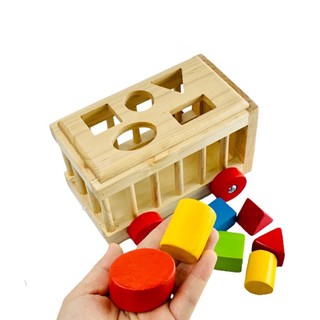 Xe thả hình khối cho bé - đồ chơi gỗ thông minh