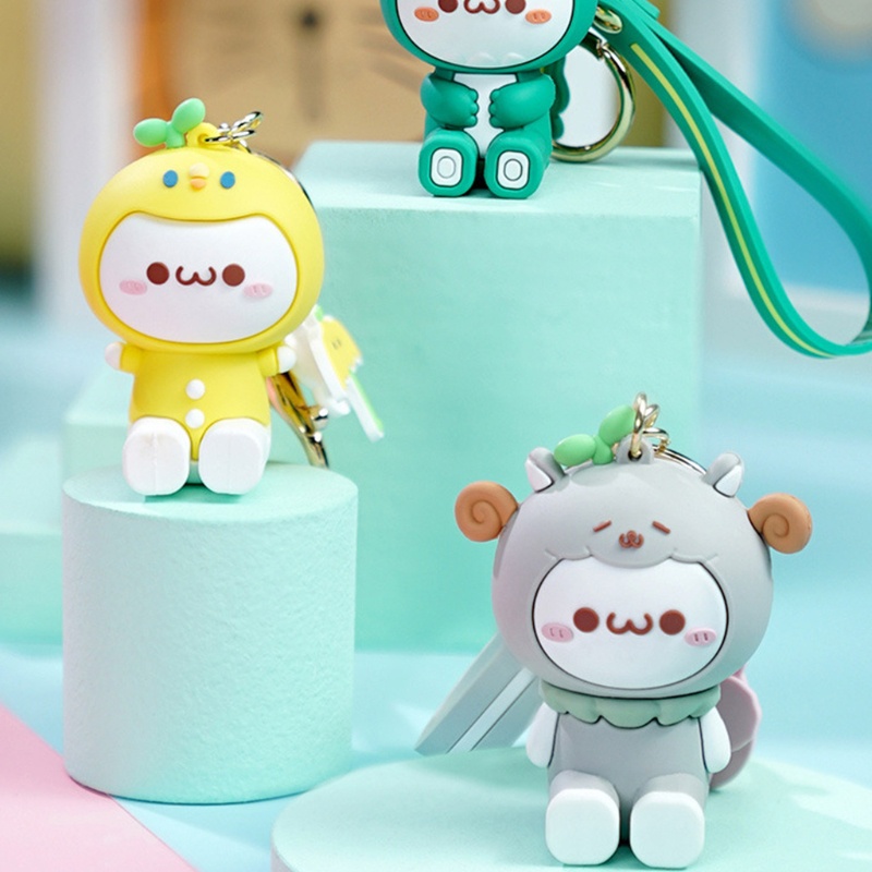 Zzz Móc Treo Chìa Khóa Bằng Silicon Họa Tiết Hoạt Hình Màu Xanh Lá / Xám / Kaki / Hồng / Vàng Siêu Bền Nhỏ Gọn