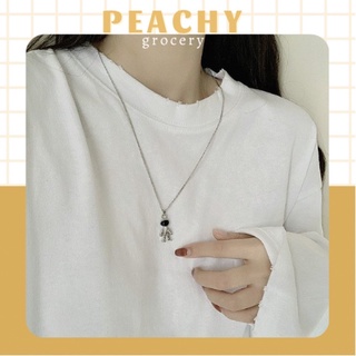 (Có video thật) Vòng cổ phi hành gia bạch kim cá tính hot trend 2022 Peachy cho nam và nữ unisex