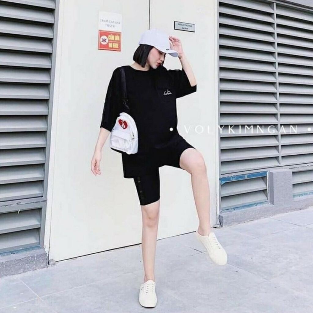 Đồ bộ nữ mặc nhà bigsize ESHOP đồ mặc nhà quần lửng ngố chất thun cotton thể thao đẹp dễ thương đi chơi ngủ AD08