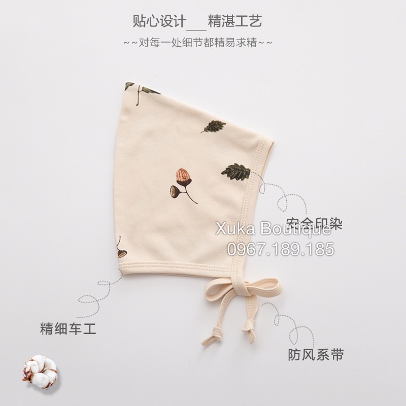 Mũ Sơ Sinh, Mũ Cotton Cho Bé 0-12 Tháng Style Hàn Quốc Thu Đông Hoạ Tiết Dễ Thương Cực Đẹp [Ảnh Thật]