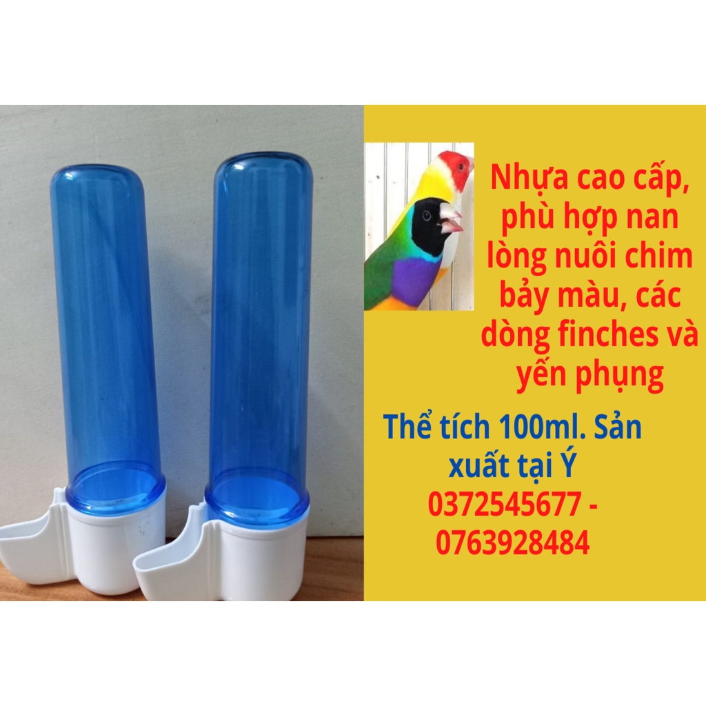 Cống nước nhựa cao cấp, sản xuất tại Ý. Phù hợp với nan lồng nuôi chim bảy màu, yến phụng và các dòng finches
