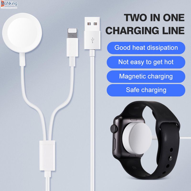 Mới 2 Trong 1 Từ Bộ Sạc Không Dây Cho Các Dòng Đồng Hồ Apple 7 6 5 4 3 2 1 SE Iwatch Dây Cáp Sạc USB Cho iPhone 13 Pro ^ MK ^