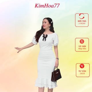 Váy body đầm nữ dự tiệc freesize chất umi dáng đuôi cá kèm phụ kiện nơ kimhoa77