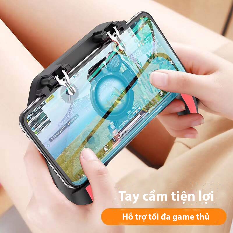 Tay cầm chơi game PUBG/FF/ROS có TẢN NHIỆT ĐÔI tích hợp sạc dự phòng H10