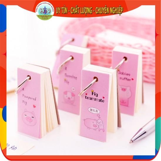 Flashcard 100 tờ học ngoại ngữ heo hồng, hạc xanh kèm khoen | Thẻ học tiếng Anh Nhật Thái Hàn