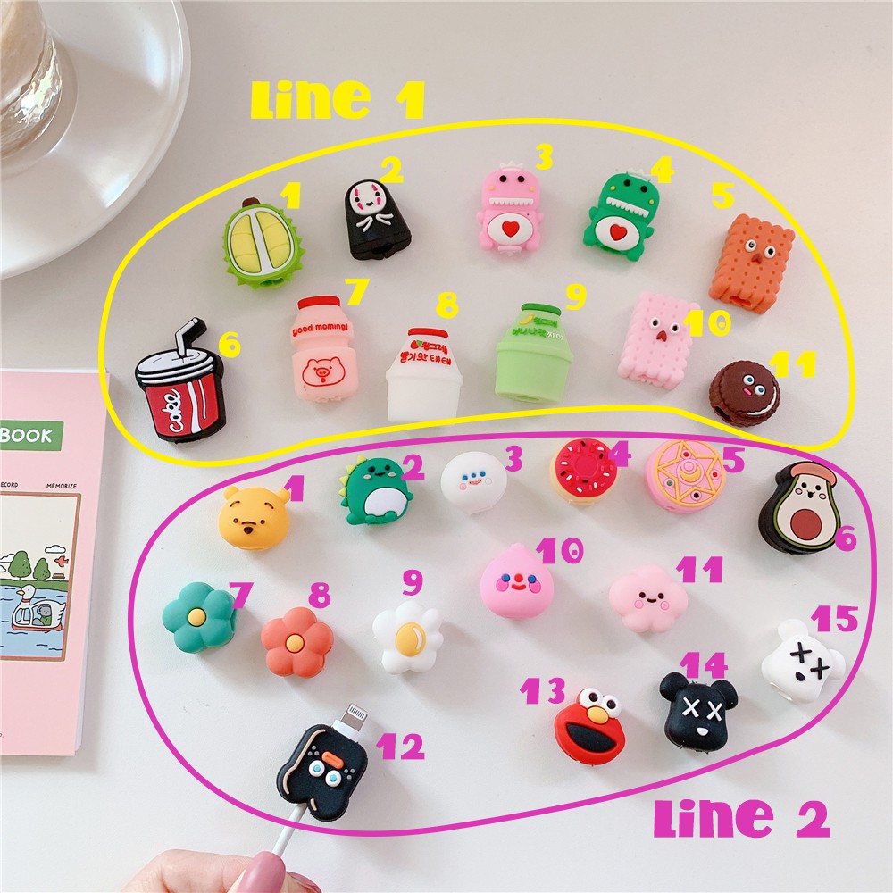 Phụ kiện bảo vệ đầu dây cáp sạc 26 loại thiết kế động vật hoạt hình đáng yêu tùy chọn