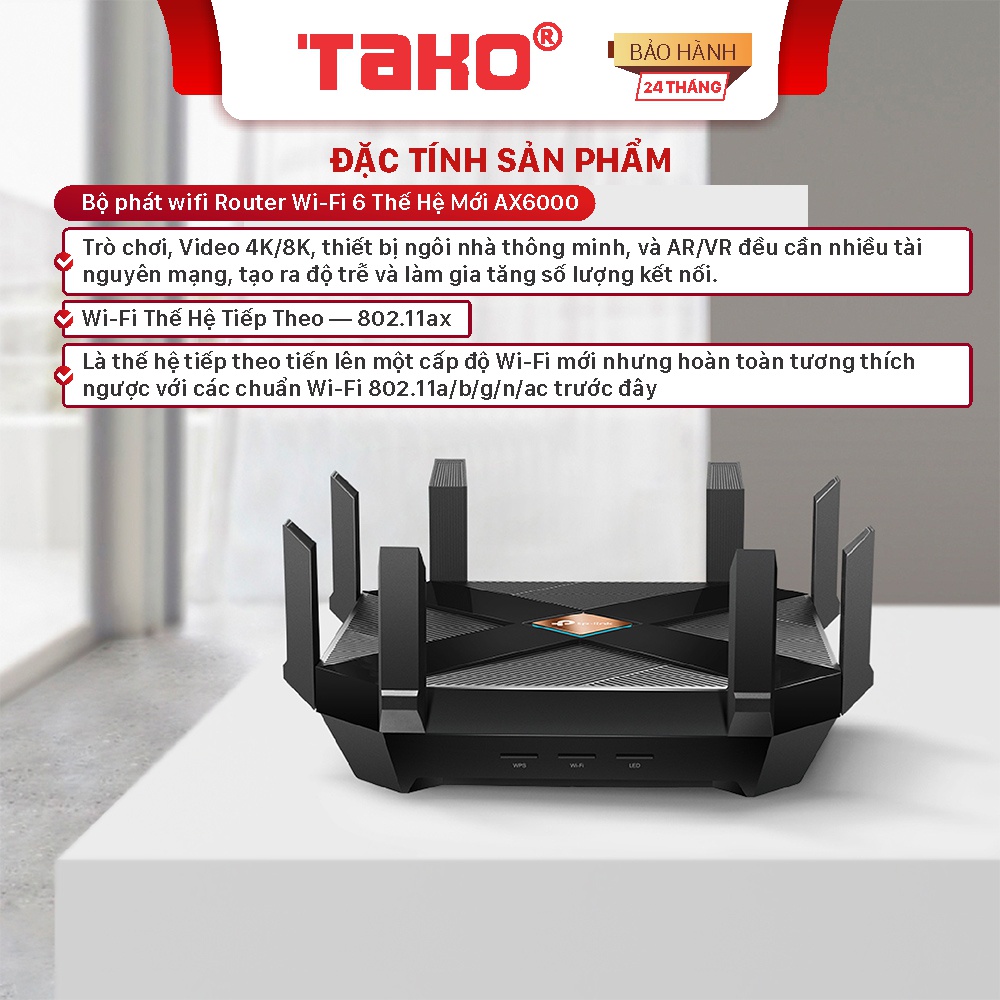 Router wifi 6 Thế Hệ Mới Archer AX6000 tốc độ cao. Chính hãng, BH 24 tháng