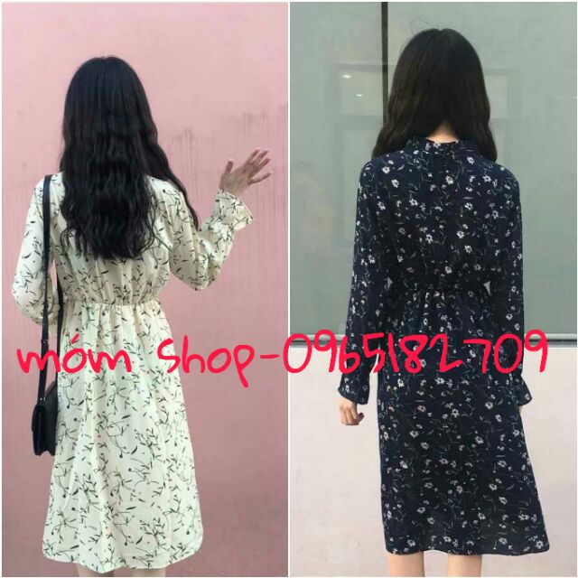 Váy đầm hoa nhí cột nơ xinh xắn phong cách Hàn Quốc