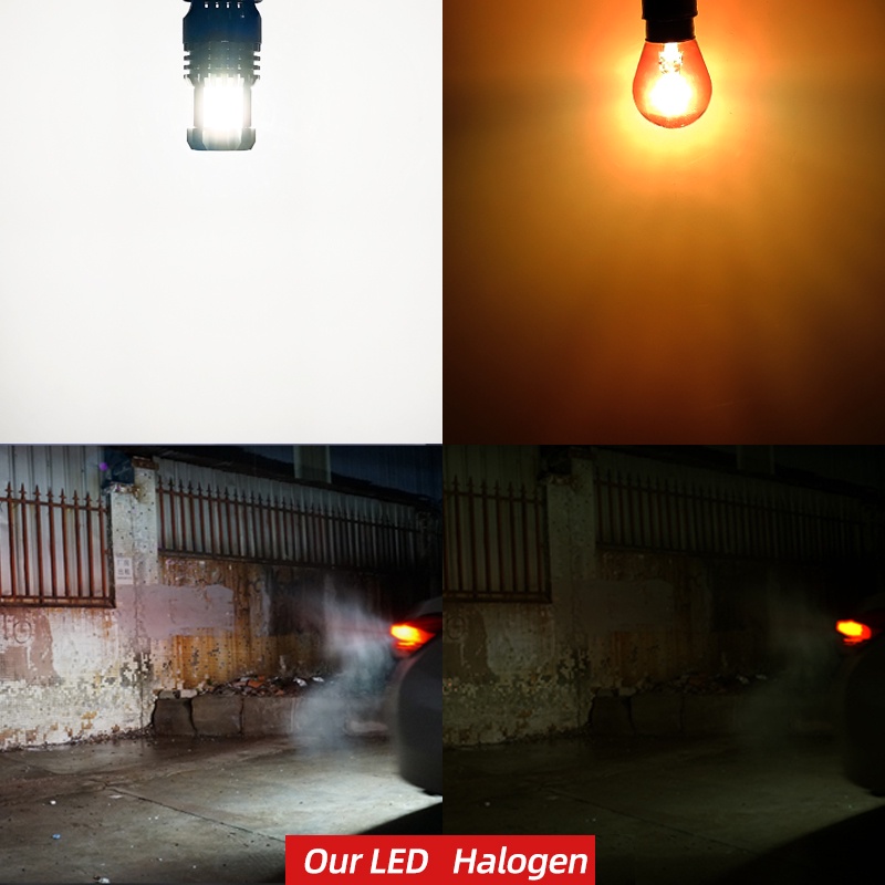 Bộ 2 Đèn LED 12V 1156 BA15S P21W 7443 7440 T20 W21W Ánh Sáng Trắng Cho Xe Hơi
