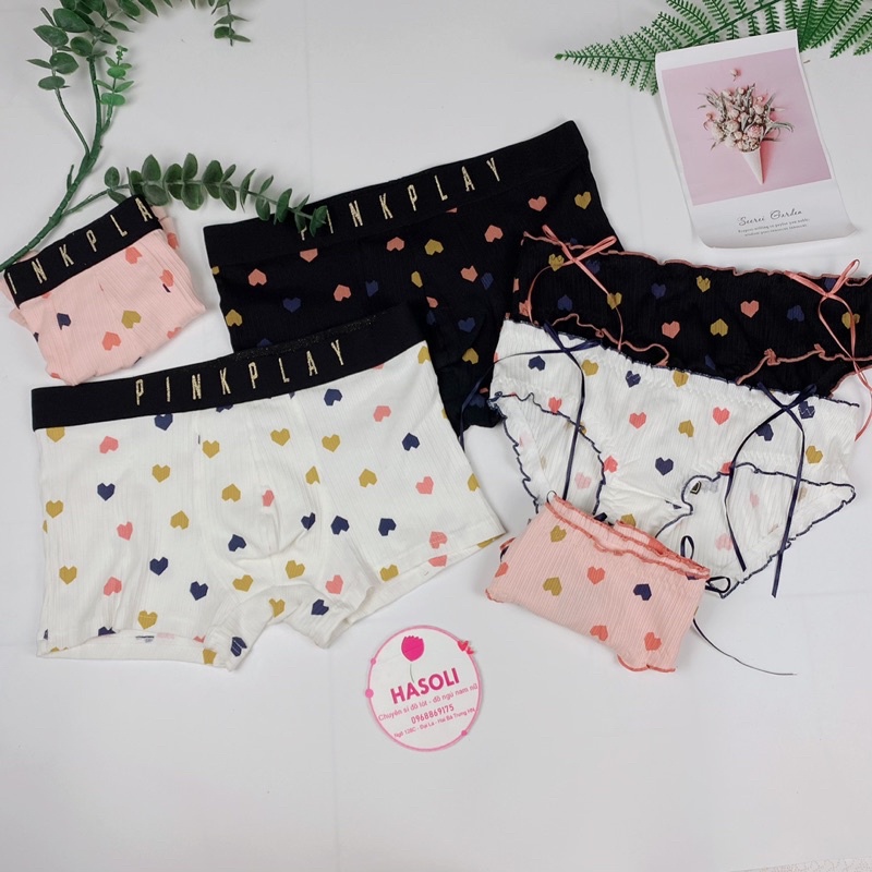 Quần Lót Nam Nữ-Quần Lót Đôi Cotton Cao Cấp Hình Tim ❤️ S82