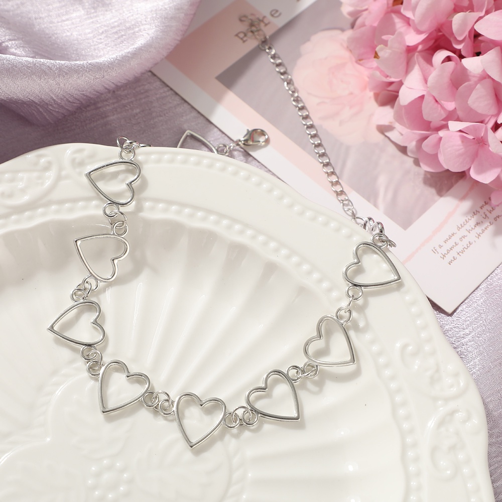 Dây chuyền choker trái tim rỗng màu vàng bạc phong cách Hàn Quốc thời trang dành cho nữ