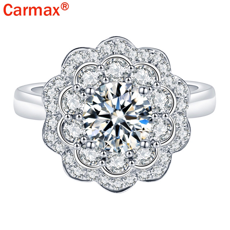 Nhẫn Hở Hai Lớp Họa Tiết Hoa Moissanite