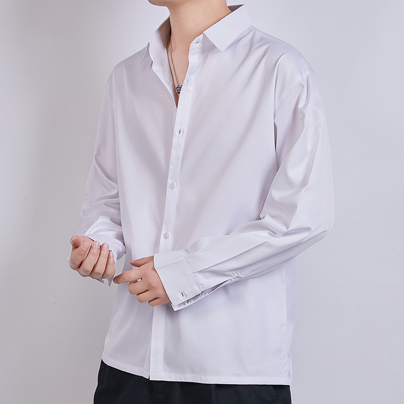 Áo sơ mi nam nữ dài tay form rộng Unisex màu trắng đen thời trang chất cotton lụa mịn mát VINTINO SMR