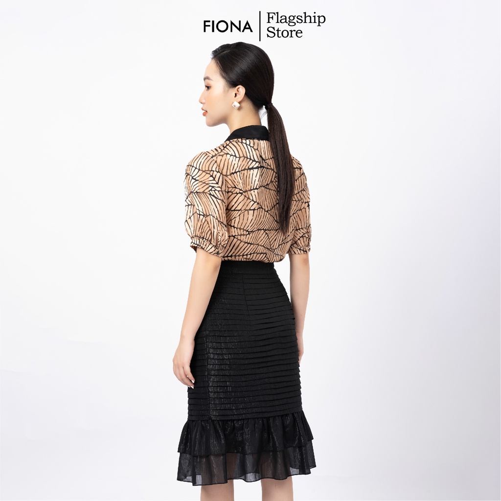 Chân váy ôm xếp ly Fiona, Chân váy đuôi cá 2 tầng màu đen phù hợp mặc đi làm F251180