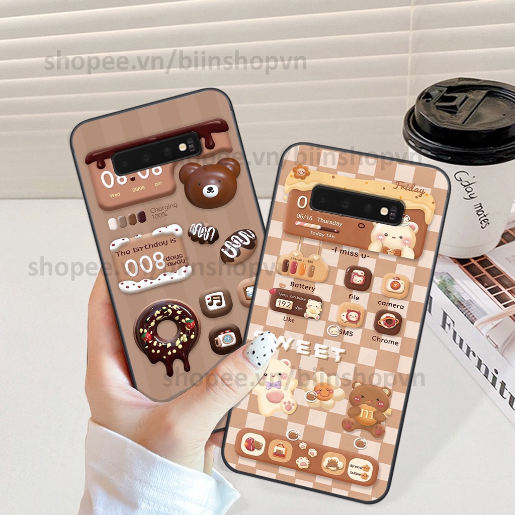 Ốp Samsung S10 / S10 5G / S10 Plus / S10+ in hình gấu chocolate kẹo ngọt siêu đẹp siêu xinh