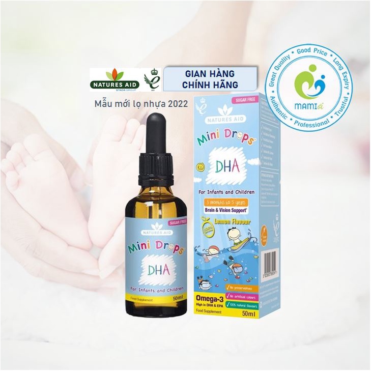 DHA giọt (30/50ml) bổ sung Omega 3 cho bé từ 3 tháng tuổi tới 5 tuổi Natures Aid DHA Drops