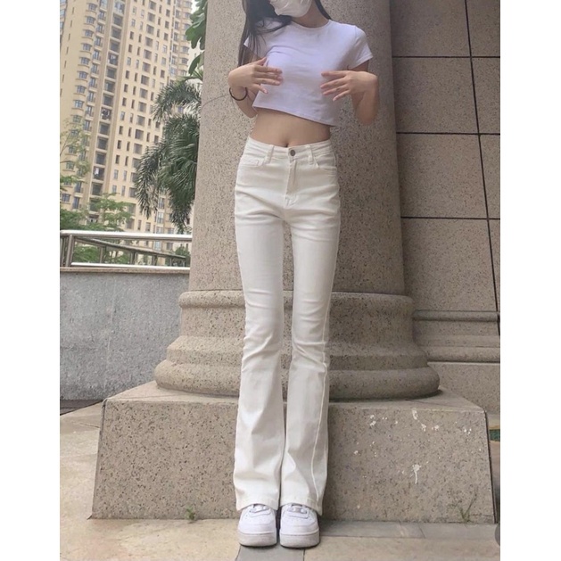 Quần jean nữ flared ống loe ❤️ Quần bò lưng cao ống đứng loe nhẹ form Hàn hàng cao cấp