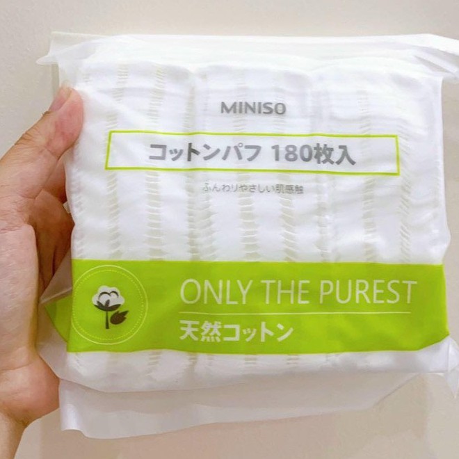 Bông tẩy trang Miniso 180 miếng Nhật Bản chính hãng