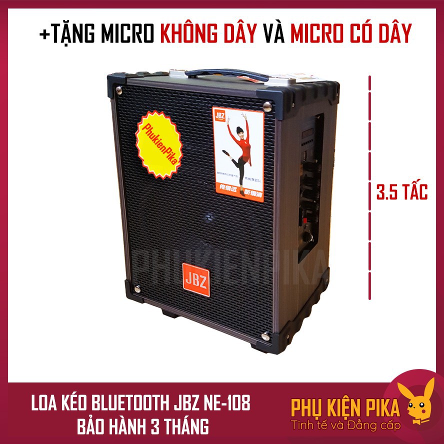 Loa Kéo Karaoke JBZ NE108 Ốp gỗ có quai Vali tặng kèm micro không dây - BH 3 tháng