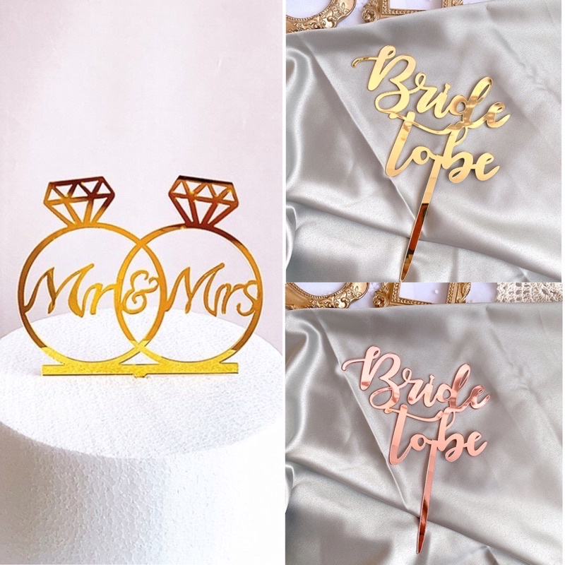 Que tag cắm bánh bride to be chất liệu acrylic trang trí tiệc độc thân, đám cưới