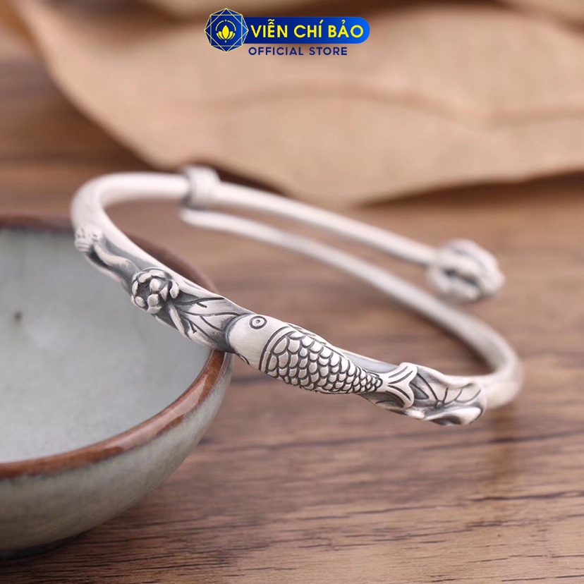 Kiềng bạc nữ lý ngư liên hoa bản kín chất liệu bạc Thái 925 thời trang nữ phụ kiện trang sức nữ Viễn Chí Bảo L000208