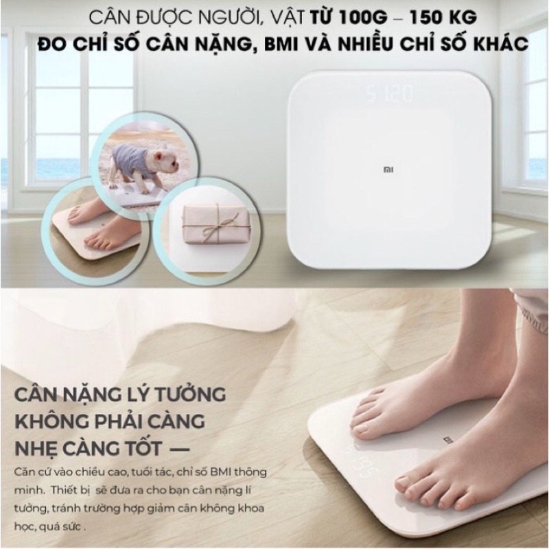 Cân sức khoẻ thông minh Xiaomi Scale 2 - Dùng app MI FIT | DVINCE Store