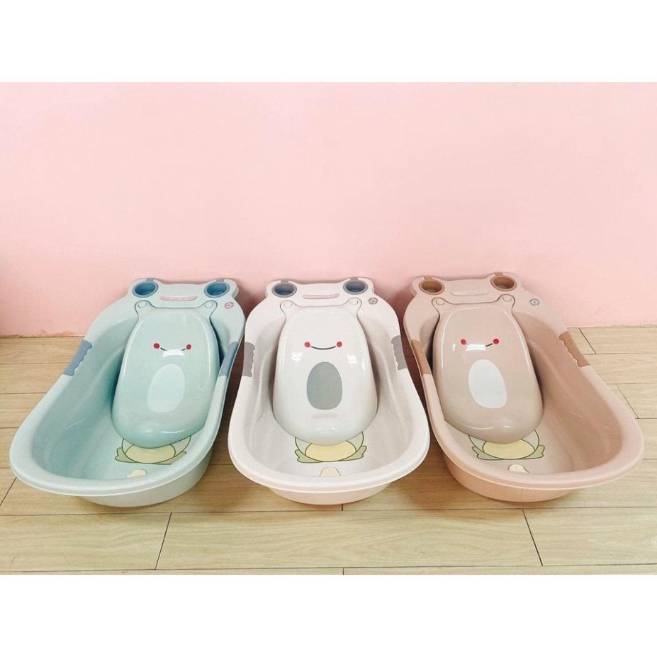 Hot CHẬU TẮM CHO BÉ CÓ VÕNG TẮM TỰA LƯNG HỌA TIẾT ẾCH BÉ HÀNG VIỆT NHẬT