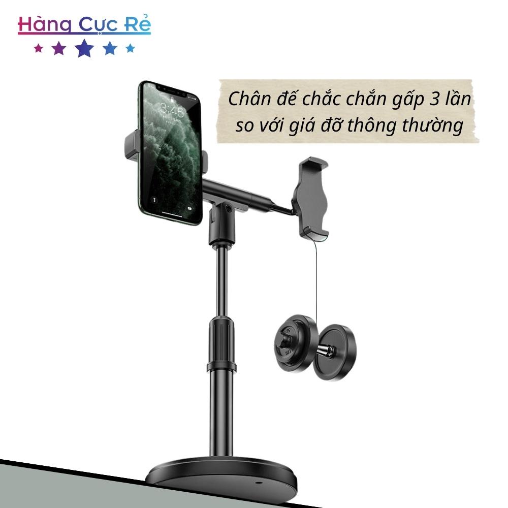 Giá đỡ 2 điện thoại để bàn Livestream, Xem phim, Chụp hình, Quay video 360 - Shop Hàng Cực Rẻ