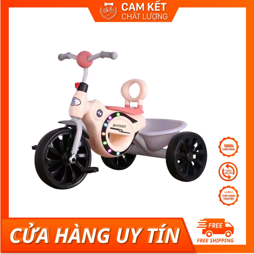 Xe đạp ba bánh cho trẻ hàng hot new có đèn có nhạc xe đẹp chất lượng cao cấp nhựa và khung sắt chắc chắn.Có giỏ.