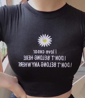 Áo croptop thêu hoa cúc