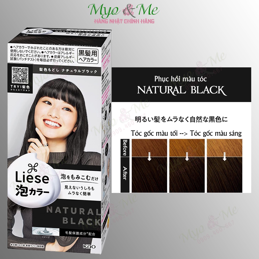 Thuốc nhuộm tóc tạo bọt Kao Liese Prettia màu tự nhiên - Natural Black/Brown