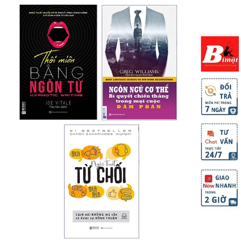 Sách - Combo Ngôn Ngữ Cơ Thể + Nghệ Thuật Từ Chối + Thôi Miên Bằng Ngôn Từ
