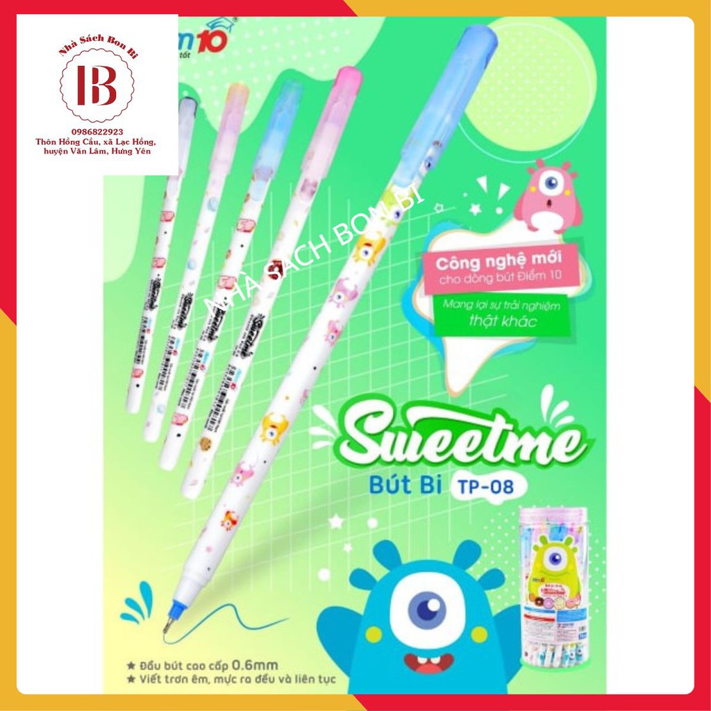 Hộp 30 chiếc Bút Bi Đùn  Điểm 10 Thiên Long TP-08 Sweetme Nét 0.6mm