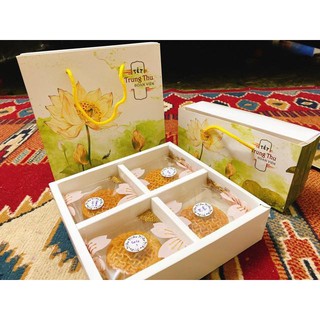 [Loại 4 bánh] Hộp đựng bánh trung thu mẫu HOA SEN đựng bánh 150 - 250g