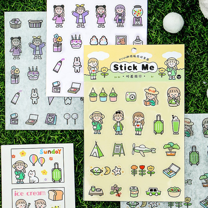 Sticker - Bảng Sticker Cô Gái Nhỏ Nhắn Và Chàng Trai Đáng Yêu Stick Me Trang Trí DIY