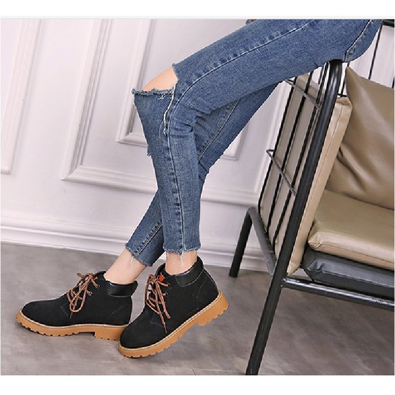 FREESHIP TỪ 99K_Bốt da lộn cổ ngắn thiết kế dây buộc thời trang | BigBuy360 - bigbuy360.vn