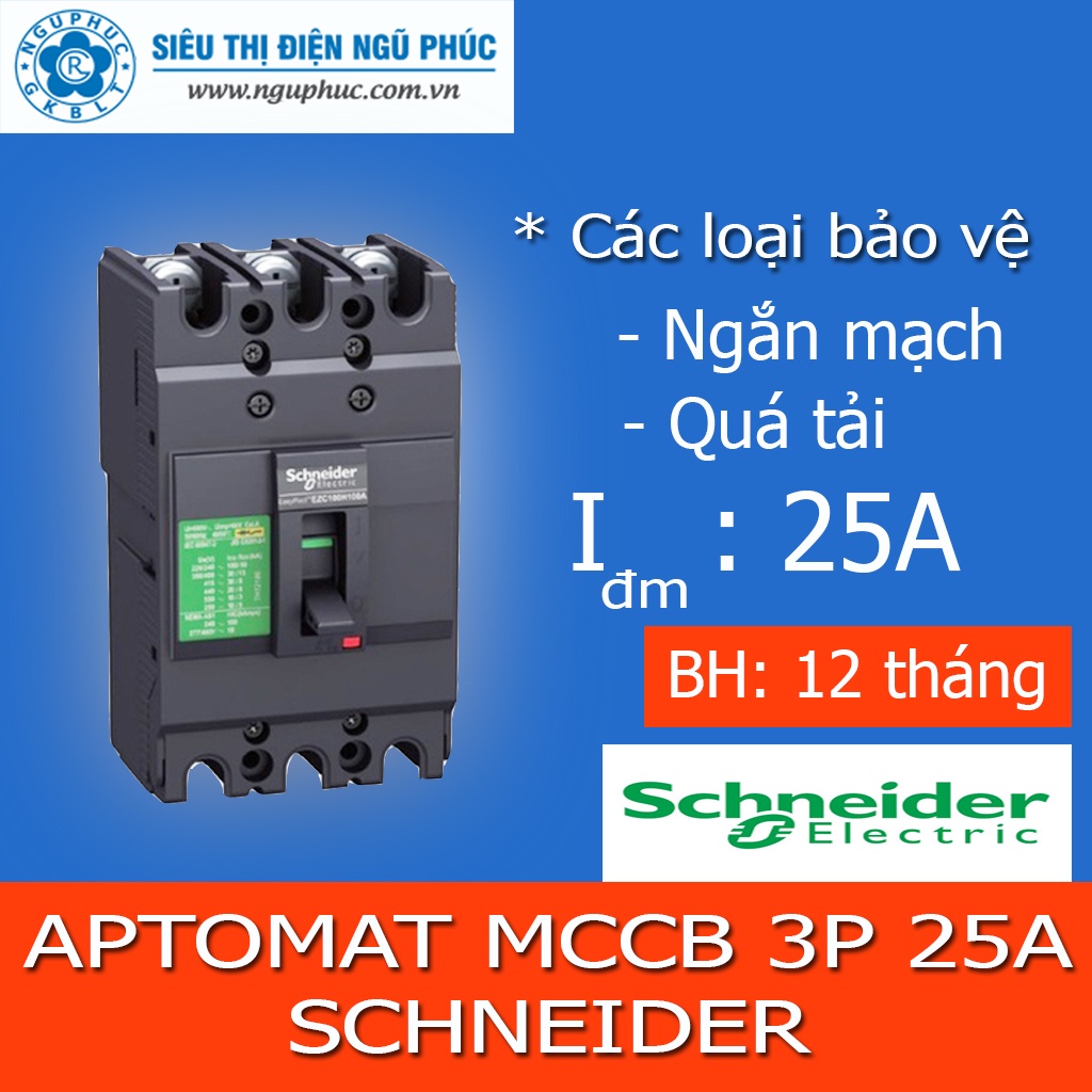 EZC100F3025 - Aptomat MCCB 3P 25A 10kA Schneider