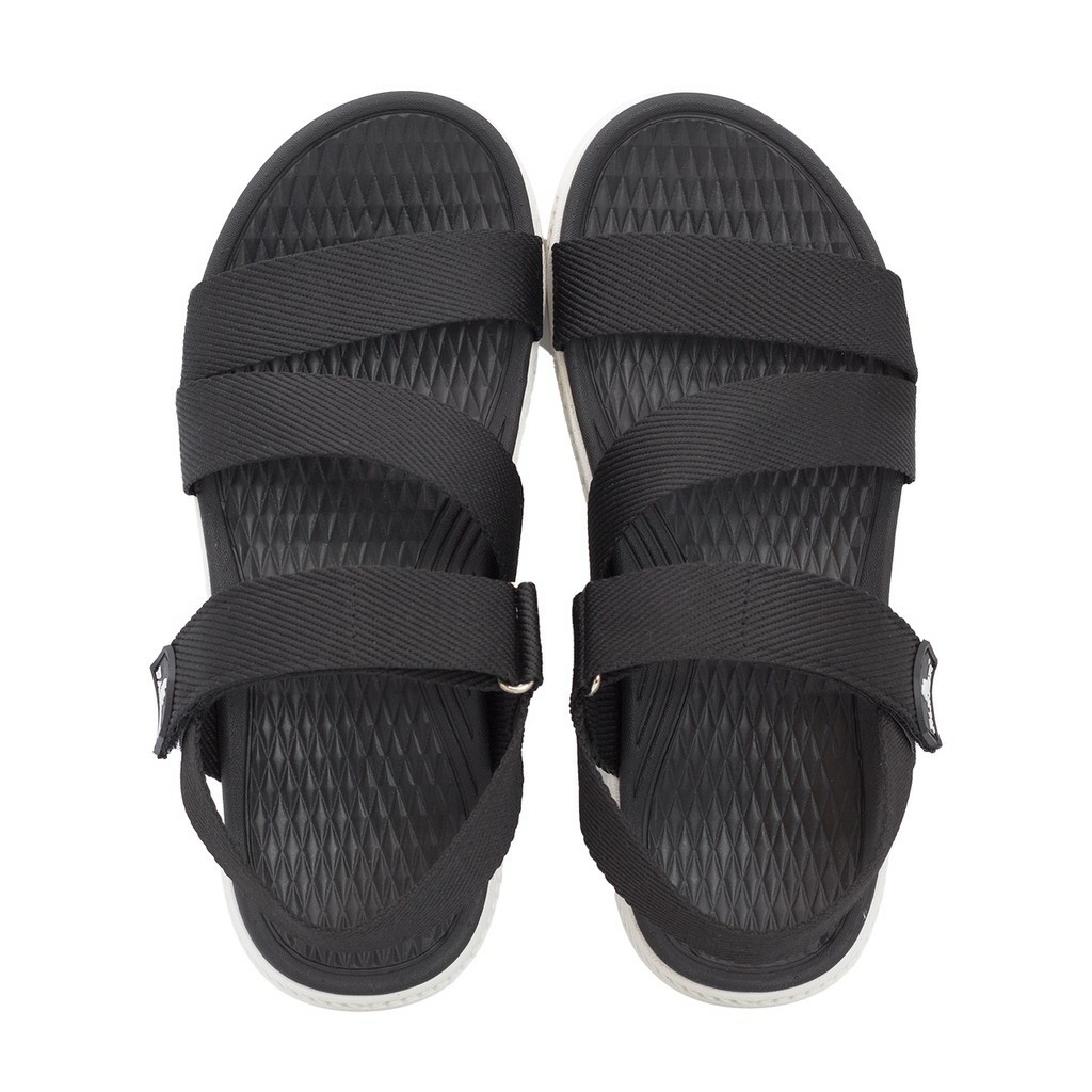 Giày sandal nam nữ FACOTA Đen đế trắng quai dù, đi học [Freeship]