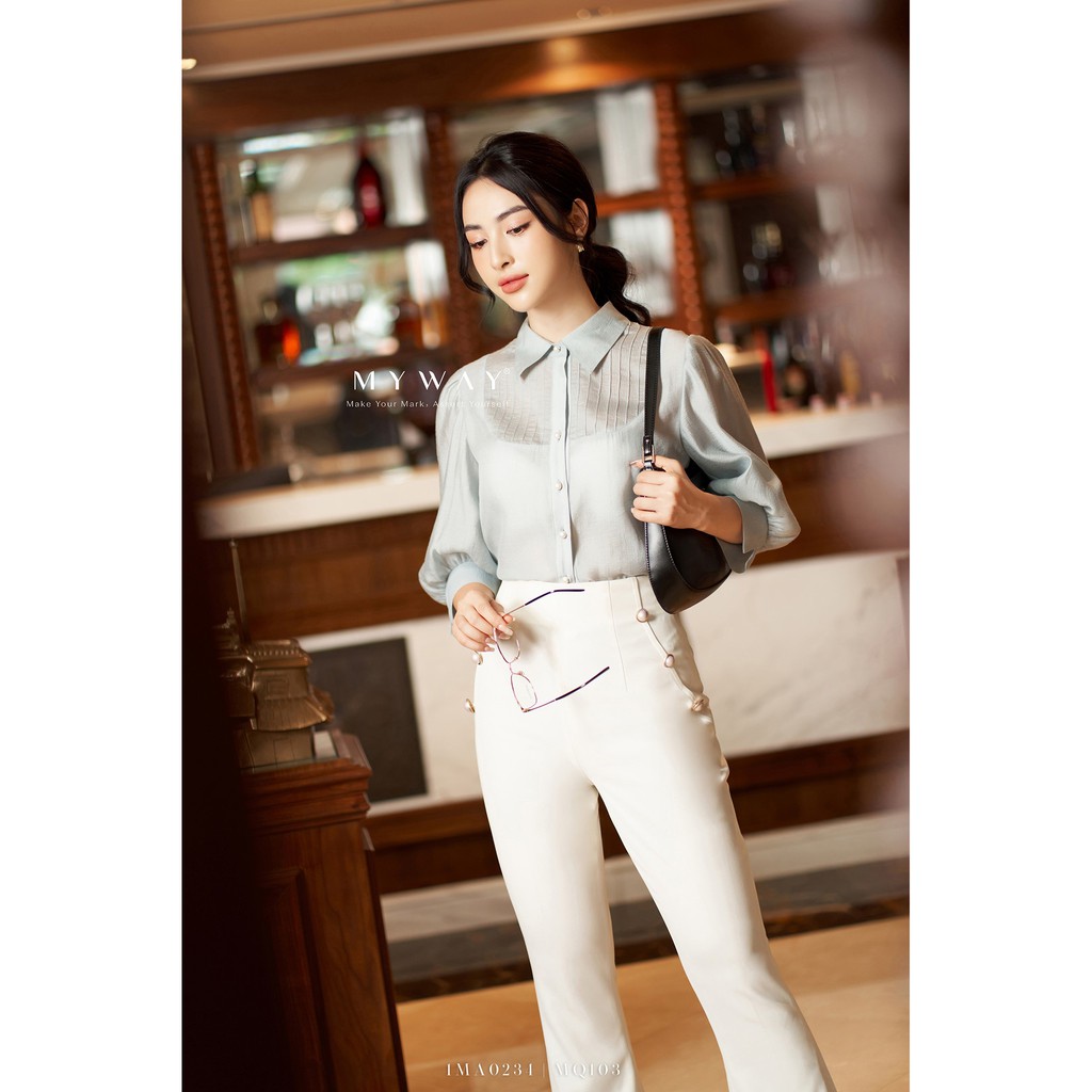 Áo Sơ MI Nữ Thiết Kế MY WAY Tay Lỡ Bồng Sang Trọng 1MA0234