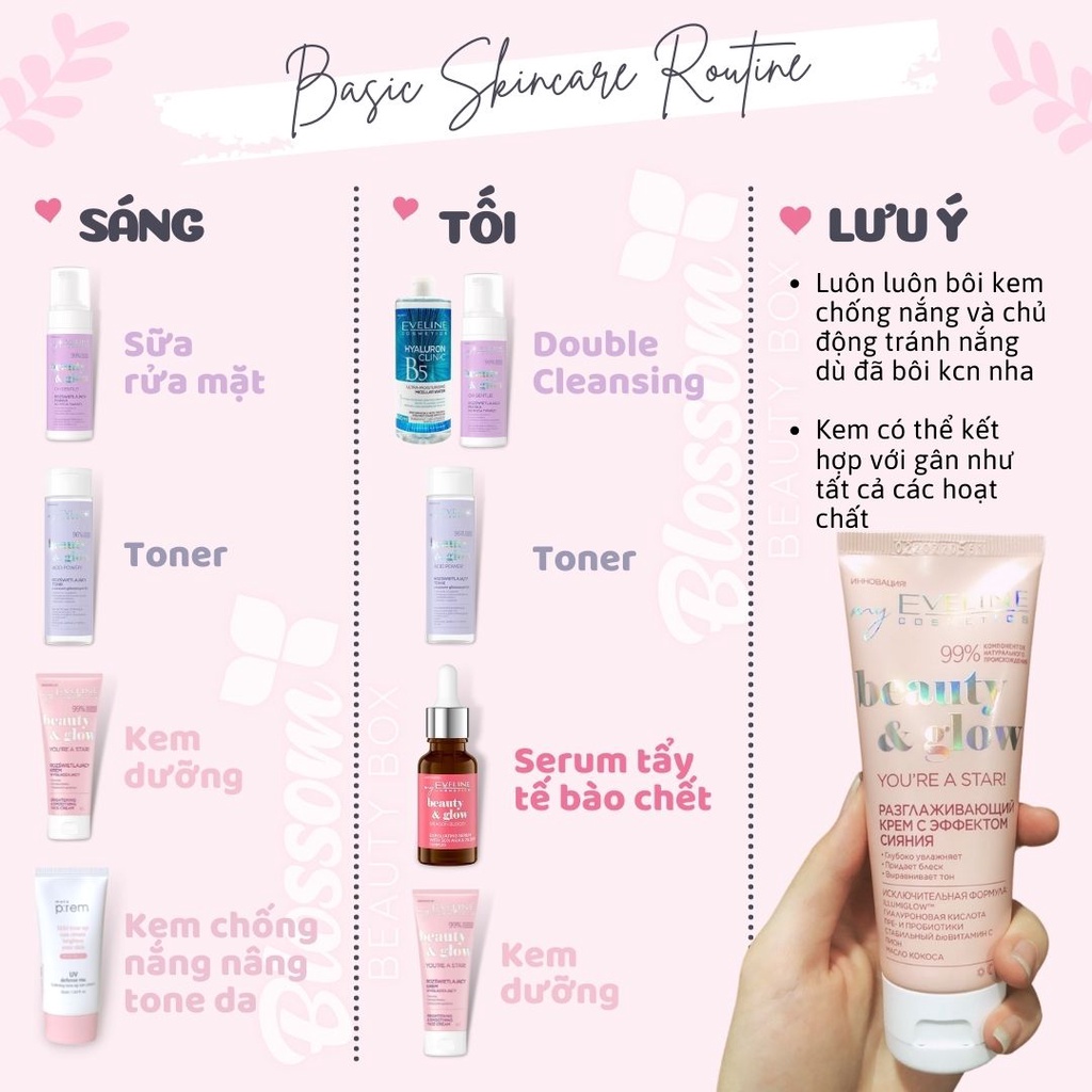 Kem dưỡng Eveline You’re a star Beauty & Glow dưỡng da trắng mịn, căng bóng, sáng hồng
