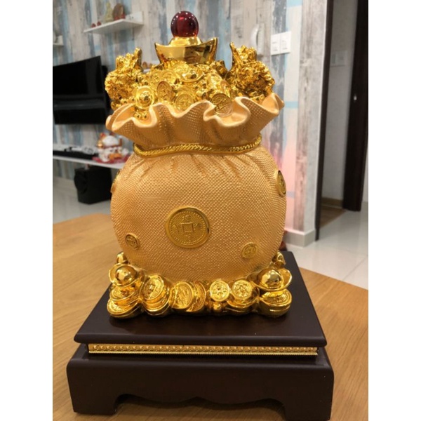 Túi Tiền vàng phong thủy Tài lộc. Cao 33cm