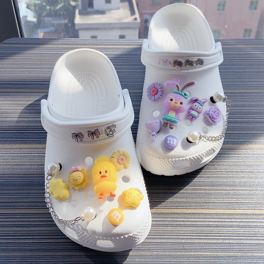 crocs sticker Set 12 Phụ Kiện Nút Giày 2 Dây Chuyên Dụngshoes sticker Accessories Stickers Sandals Shoe Decoration