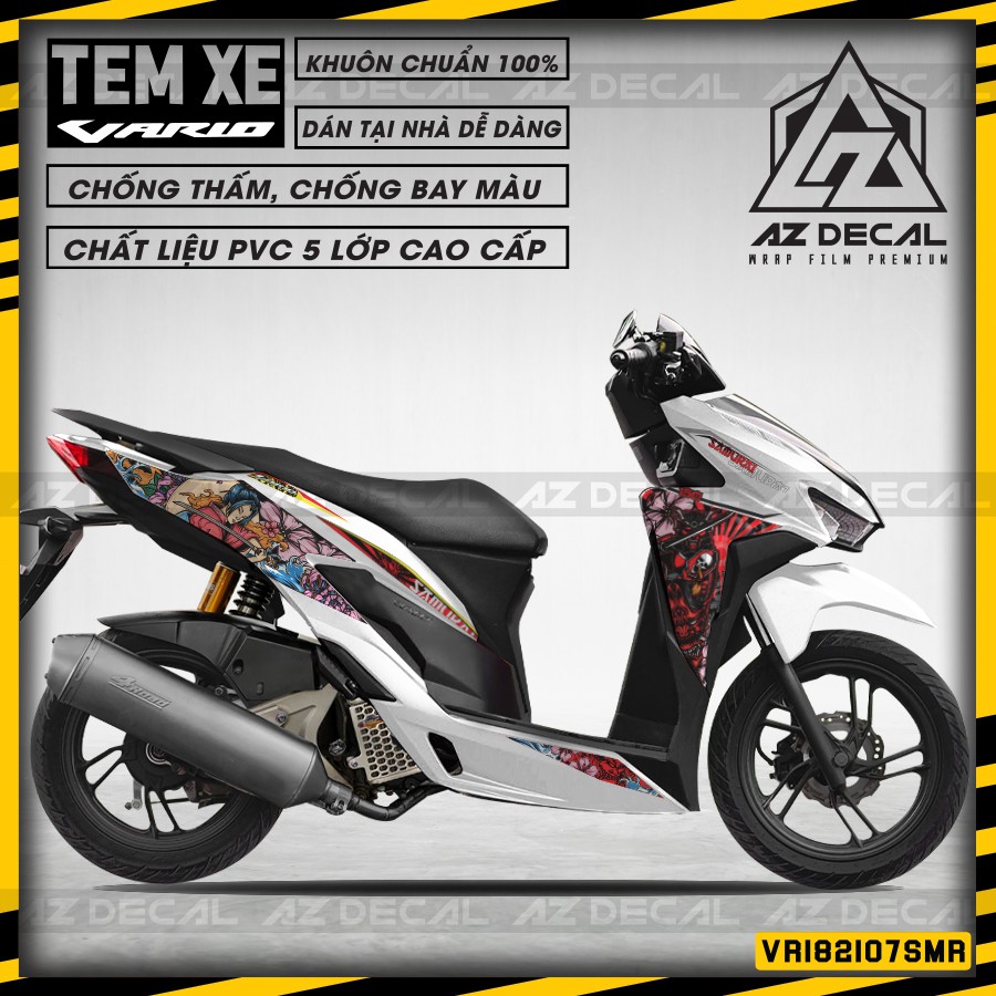 Tem Dán Xe Vario Mẫu Samurai | VR182107SMR | Chất Liệu Decal PVC Cắt Khuôn Sẵn, Chống Thấm Nước