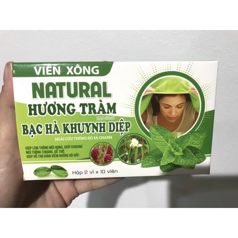 Viên xông hương tràm bạc hà khuynh diệp NATURAL (2 vỉ ×10 viên)