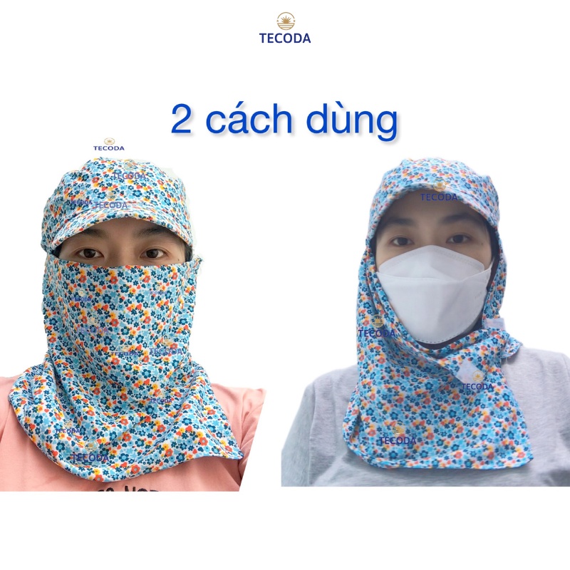 Mũ nón chống nắng trùm đầu có khẩu trang 2 lớp cotton thoáng mát và thấm mồ hôi