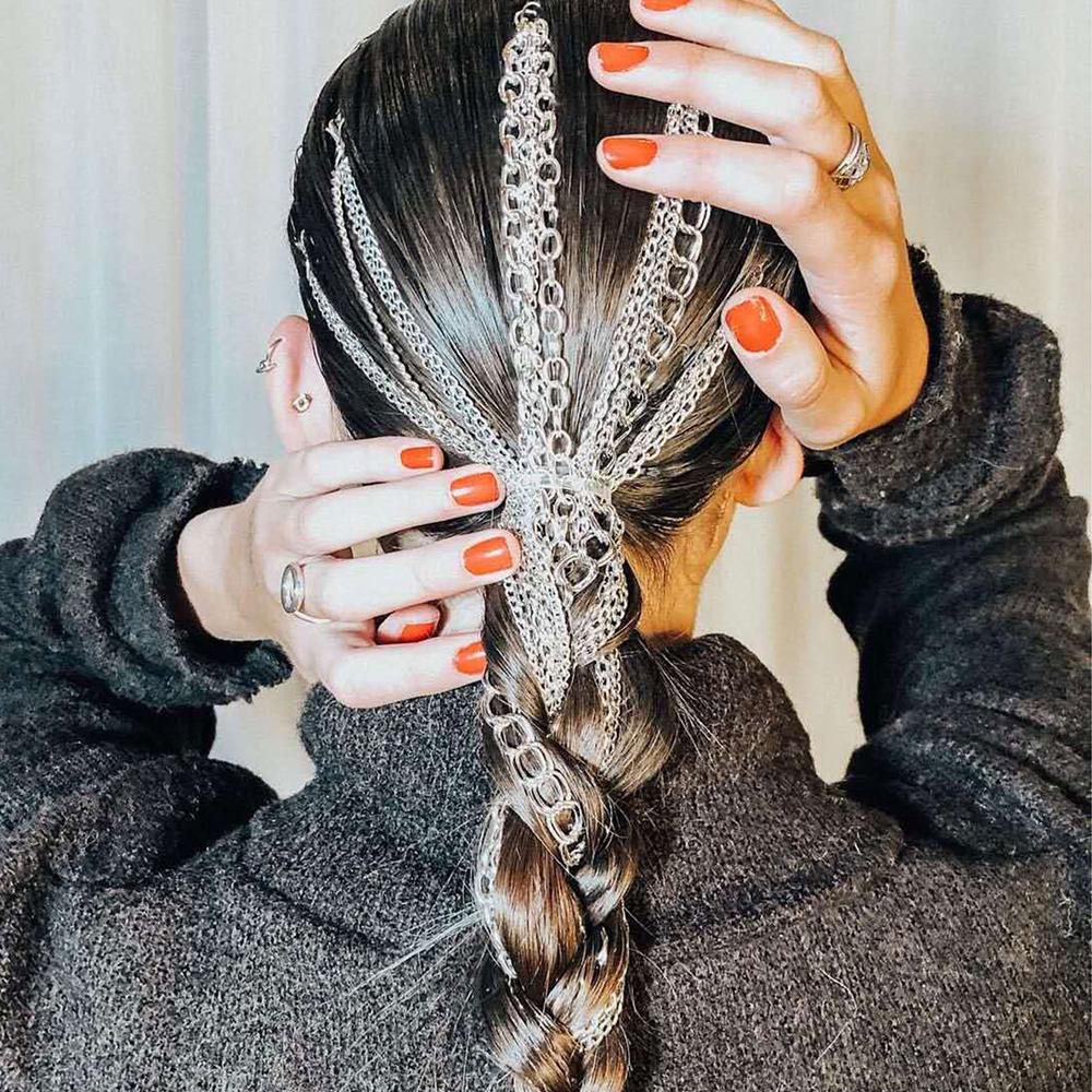 ANEMONE Tóc Giả Nối Dài Dạng Chuỗi Màu Bạc Nhiều Sợi Cho Cô Dâu